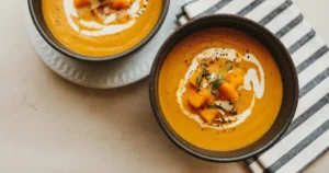 bowel of lentil squash carrot peanut coconut soup